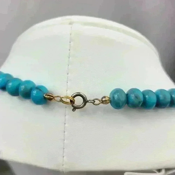 Vintage Turquoise? faux Turquoise with gold beads necklace - Picture 11 of 16